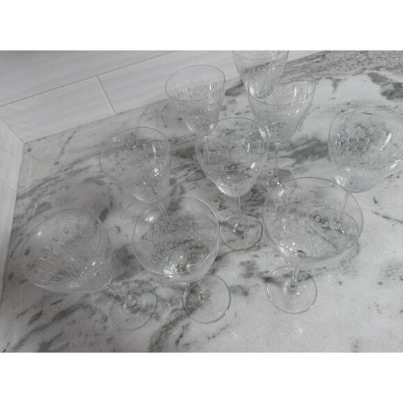 Rosenthal Motif Medium Crystal Wine Glasses Set Of 9 Signed Retired. - Picture 8 of 10